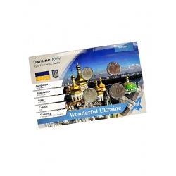 Сувенирная открытка с монетами Ukraine Kyiv  Kyiv Pechersk Lavra