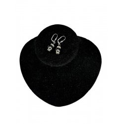 Сережки шунгітові кулька зі стразами