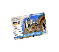 Сувенірна відкритка з монетами Ukraine Kyiv Saint Volodymyr's Cathedral