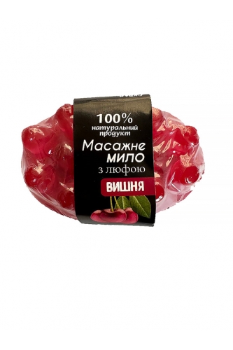 Натуральне мило-скраб із люфою з ароматом Вишні