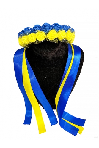 Обруч Троянда мала синій з жовтим 2 ряди