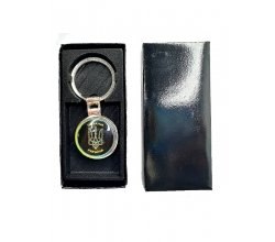 Брелок в подарунковій упаковці герб України в квітках чорний