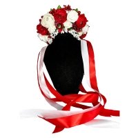 Вінок Квіти зі стрічками червоно-білий