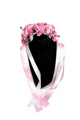 Обруч Квітуча долина зі стрічками рожевий