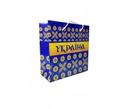 Подарунковий пакет Україна синій 165*165 (упаковка)