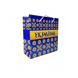 Подарунковий пакет Україна синій 165*165 (упаковка)