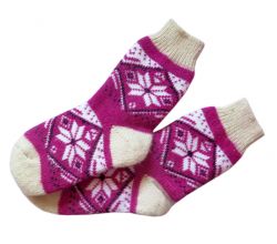 Шкарпетки з вовни жіночі Пурпурна сніжинка