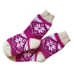 Wełniane skarpetki damskie „Purpurowy płatek śniegu”