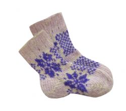 Шерстяні дитячі шкарпетки №3 фіолетові з вишивкою