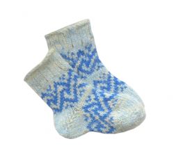 Шерстяні дитячі шкарпетки №3 блакитні з вишивкою Embroidered-009876