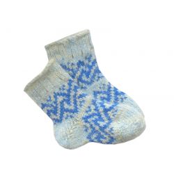 Шерстяні дитячі шкарпетки №3 блакитні з вишивкою Embroidered-009876