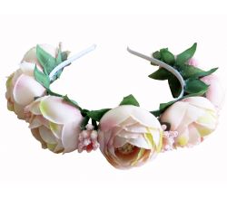 headband Magnificent peonies peach