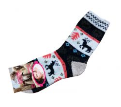 Шкарпетки жіночі з ангори Олені, сині  951266-5