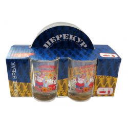 Drinking glass set “Smoke break Horilochka” (2 shot glasses + ashtray)