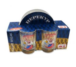 Drinking glass set Smoke break Pepper vodka (2 shot glasses + ashtray)