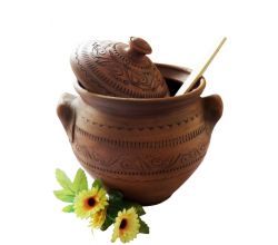 Горщик із глини з ручками Етнічний орнамент 