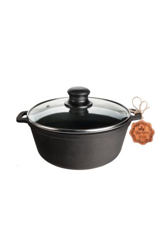 Лита чавунна каструля з кришкою 2 л