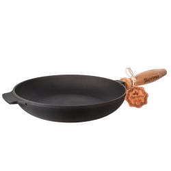 Лита чавунна сковорода з дерев'яною ручкою 26*4 см T303