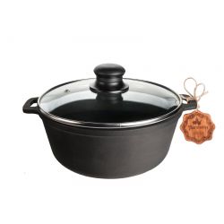 Лита чавунна каструля з кришкою 2 л