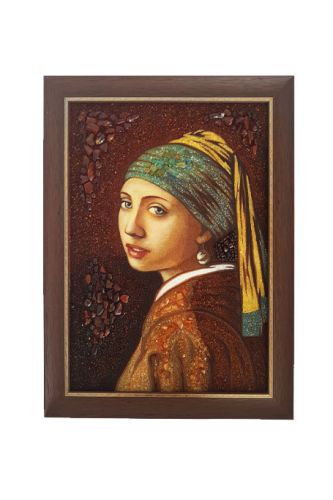 Картина з бурштину Дівчина з перлинною сережкою 