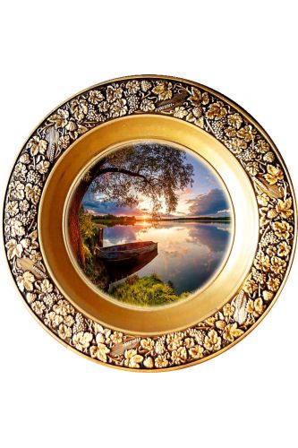 Тарілка підвісна Човен на озері  22 см