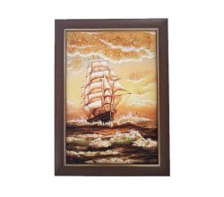 Картина з бурштину Корабель у штормі