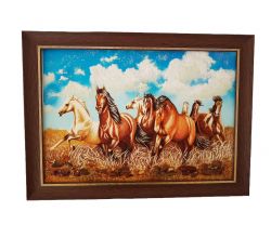Картина з бурштину Коні у полі