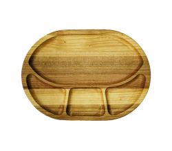 Дерев'яна тарілка-менажниця для м’яса (30 см)