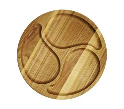 Дерев'яна тарілка кругла фруктова 3 в 1 30 см