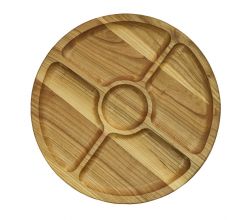 Дерев'яна тарілка для закусок кругла 5 в 1 30 см