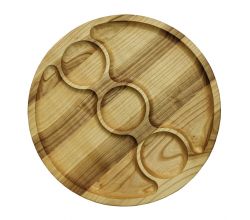 Дерев’яна тарілка кругла для закусок 35 см