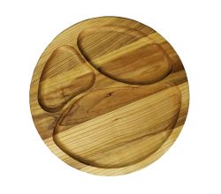 Дерев'яна тарілка кругла м’ясна 3 в 1 30 см