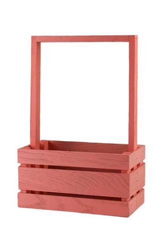 Дерев’яна корзинка / органайзер рожева (середня) 003469