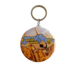 Брелок круглий Україна в колосках 000601