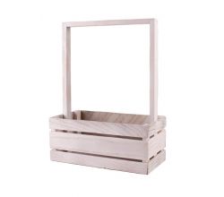 Дерев’яна корзинка / органайзер біла (середня) 003428