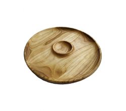 Дерев'яна тарілка для гарніру з соусником (30 см)