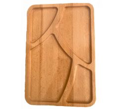 Двостороння дерев'яна тарілка-менажниця на 4 секції (27 х 40 см)