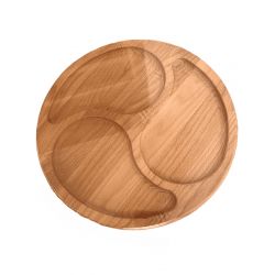 Двостороння дерев'яна тарілка-менажниця на 3 секції (28 см)