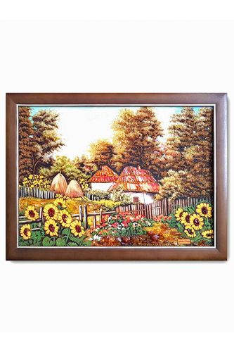 Картина з бурштину Село