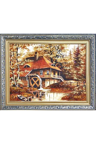 Картина з бурштину Будиночок в лісі