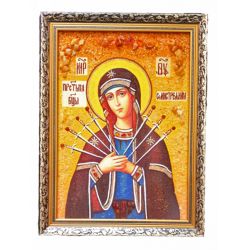 Ікона з бурштину Богородиця Семистрільна KD008785