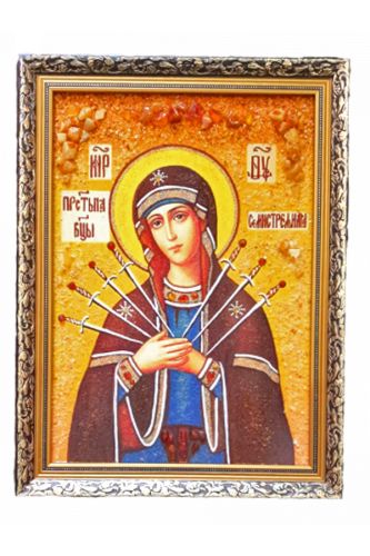 Ікона з бурштину Богородиця Семистрільна KD008785