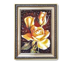 Картина з бурштину Жовті троянди 