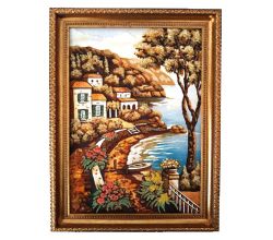 Картина з бурштину Будинки біля моря