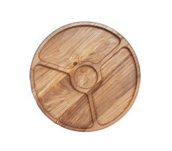 Дерев'яна тарілка на 3 секції з соусником 