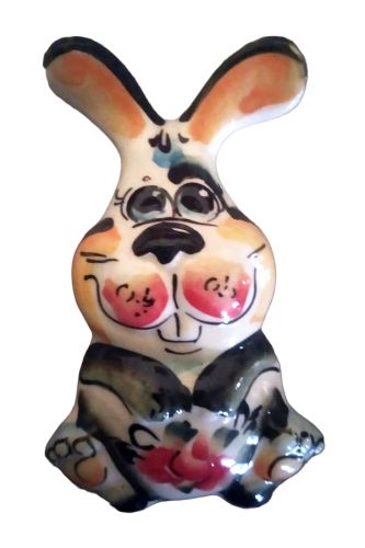 Магніт декоративна фігурка Зайчик з гжелевим розписом 