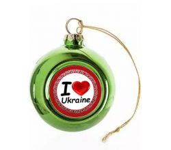  новорічна кулька (смарагдового кольору) I love Ukraine