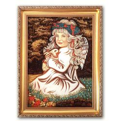 Картина з бурштину Ангел з кроликом 