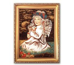 Картина з бурштину Ангел з кроликом 