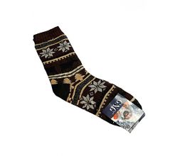 Шкарпетки чоловічі, коричневі на овечій вовні Сніжинки Snowflakes-0988